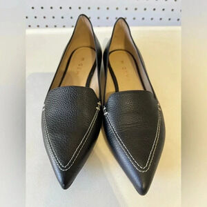 M.Gemi The Gia Tumbled Leather Black Flats Women’s Shoes Italian Pointy Sz 35(5)